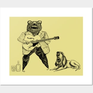 Hound Dog! Rock and Roll Bear Guitar Player Posters and Art